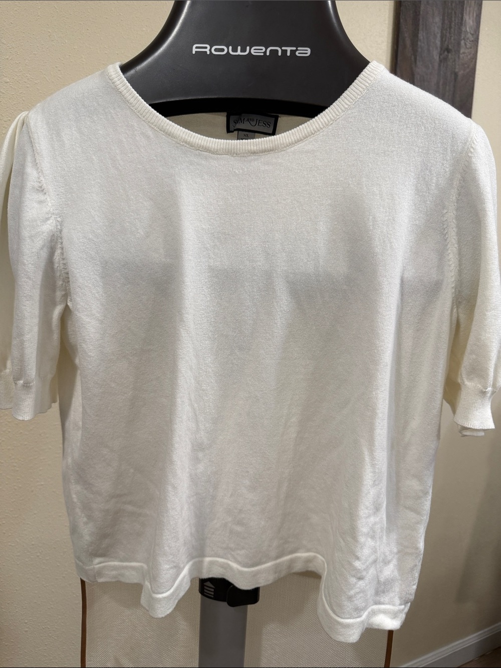 Sam and Jess Cream Short Sleeve Knit Top